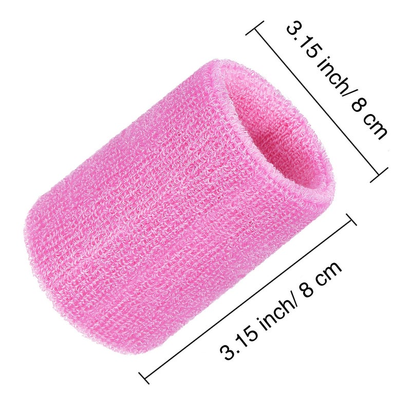 Bememo 12 Pack Sweatbands Sports Wristband Cotton Sweat Band for Men and Women, Good for Tennis, Basketball, Running, Gym, Working Out (Pink) - Image 2